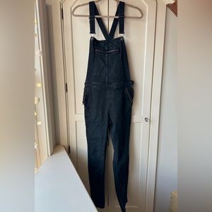 Free People Black Denim Overalls